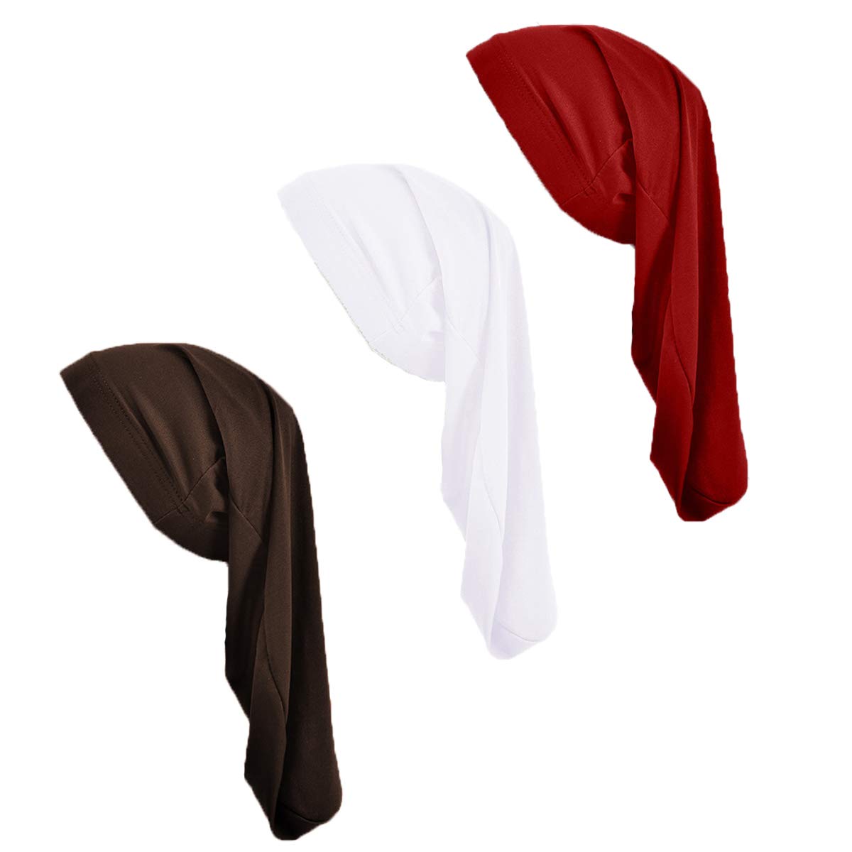 Qovelly Unisex Spandex Braids & Dreadlocks Cap 3 Packed,Jumbo Satin Night Sleep Bonnet Hair Covers for Men Women, A2-Variety-3 Packed, One Size