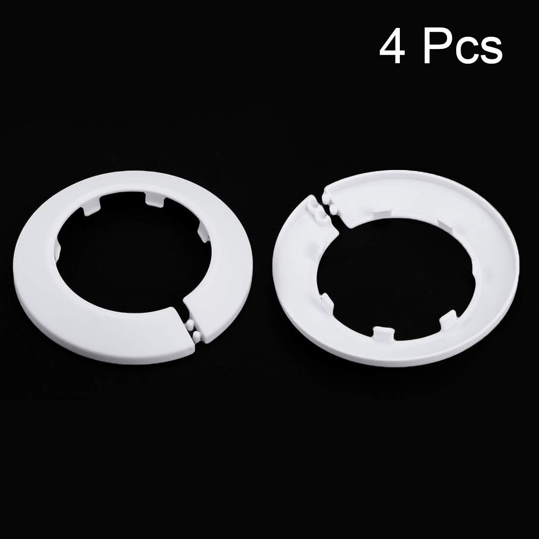 sourcing map 63mm Pipe Cover Decoration PP Plastic Water Pipe Escutcheon White 4pcs, 64 mm - Image 3