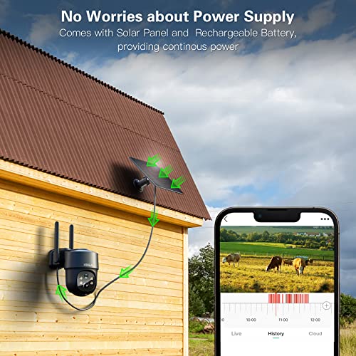 Xega 4G LTE Cellular Security Camera Solar with SIM Card【2 Pack】 Wireless Outdoor No WiFi Security Camera,2K HD PTZ Night Vision Motion Detection 2 Way Talk TF&Cloud Storage IP66, Built-in SIM Card