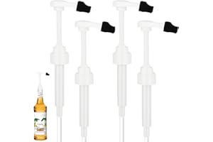 POFFYA Syrup Pump for Monin 750ml Glass Bottle, White Coffee Syrup Pump with Tip Cover Included (4)