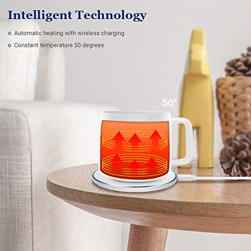 AriTan 2 in 1 Wireless Heating Mug ï¼† Wireless Charger (200ml), Support All Devices Enables Qi Standard, Constant Temperature for Keeping Warm (about 122Â°F/50Â°C) - Best Gift Idea