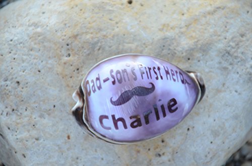 DAD: A Son's First Hero - with your name carved on a Tiger Cowrie Conch shell
