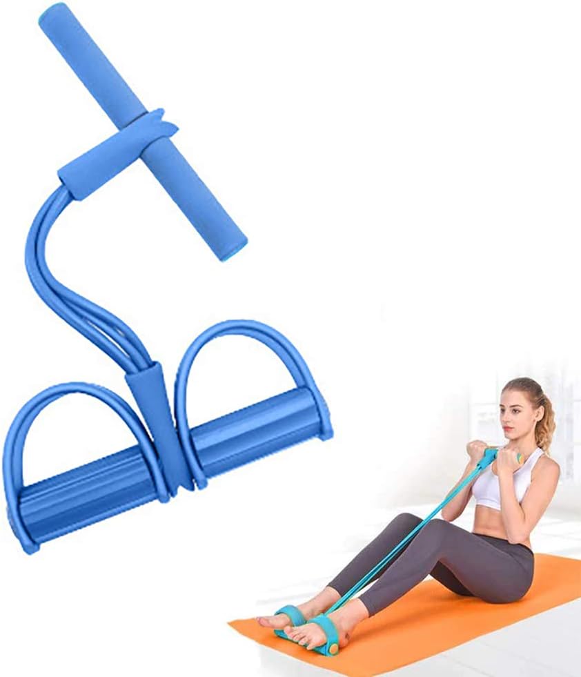 Fitness Sit-up Exercise Equipment Pedal Resistance Band, Elastic Pull Rope for Home Gym Yoga Workout,for Abdomen, Waist, Arm Slimming Training,Blue