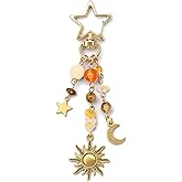 Dulier Sun and Moon Keychain Colorful Star Beads Gemstone Charm – Durability Y2K Aesthetic bag charms, purse charms for Women, Men, Handbag & Backpack Decoration
