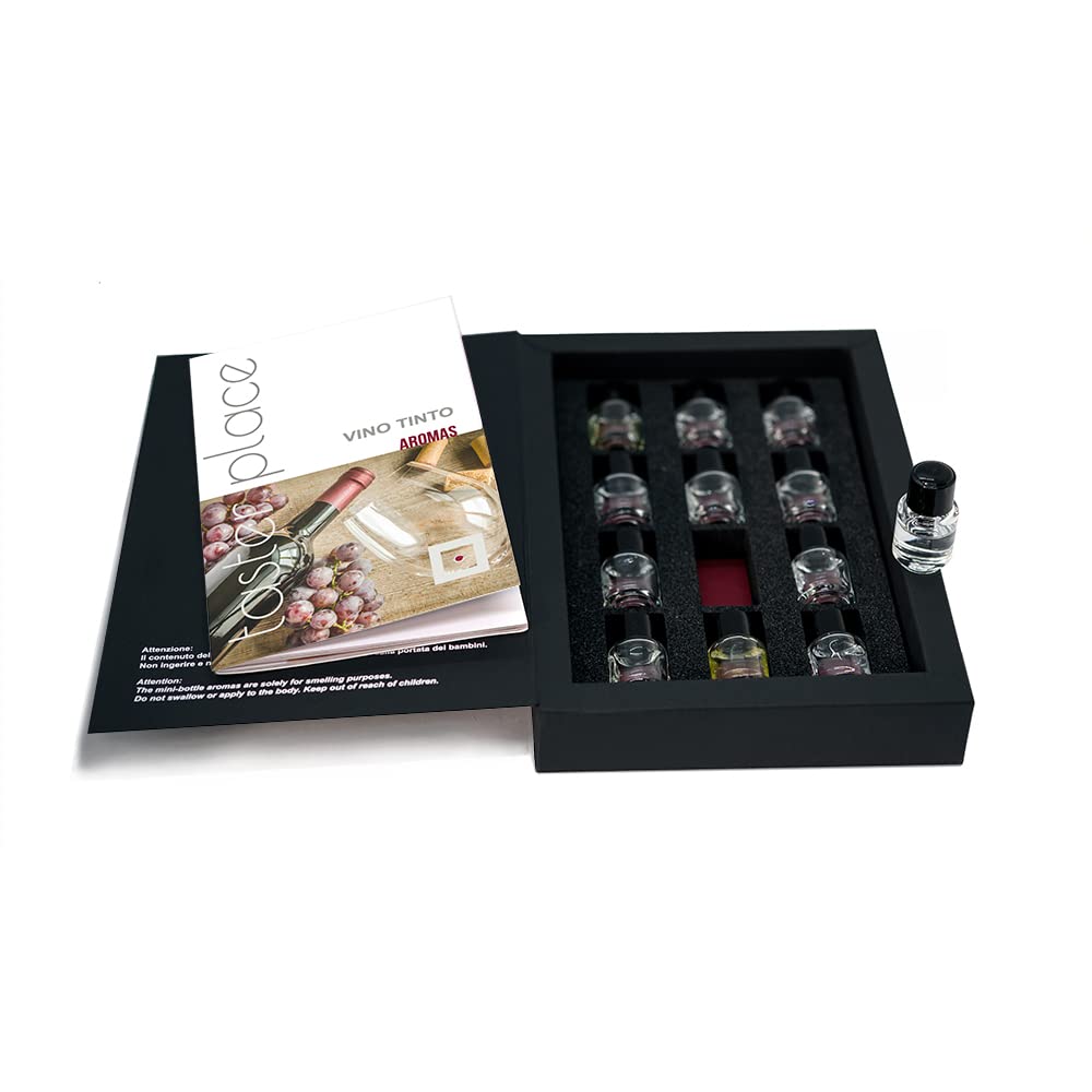 TASTERPLACE Set de Aromas de vino Tinto - versión en español - para Sommeliers - para amantes del vino - herramienta de degustación.