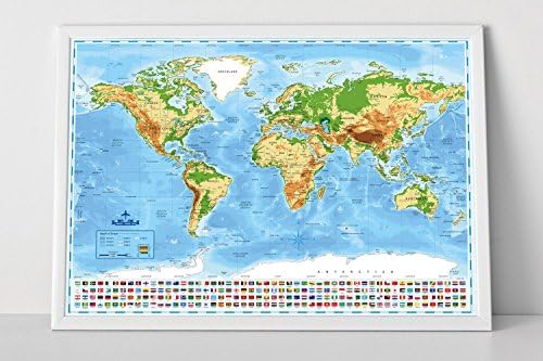 Deluxe International Scratch Off Map Of The World | Detailed Colorful Wall Travel Poster | US States + Flags Included | Perfect And Fun To Mark Where The Destinations Are You've Been