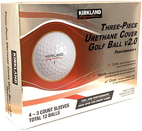 KIRKLAND SIGNATURE Three-Piece Urethane Cover Golf Ball v2.0, 1 Dozen, 12 Count, White KIRKLAND SIGNATURE Three-Piece Urethane Cover Golf Ball v2.0, 1 Dozen, 12 Count, White