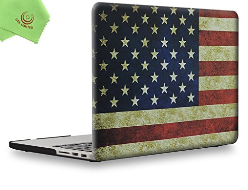 UESWILL Rubberized Unique Pattern Solid Hard Case Cover for MacBook Pro (Retina, 15-inch, Mid 2012 to Mid 2015), Model A1398, NO CD-ROM, NO Touch Bar, US Flag