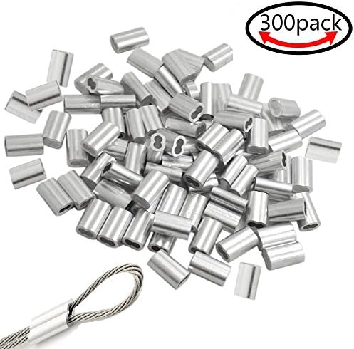 AIKEER Aluminum Crimping Loop Sleeve for 1/16" Wire Rope and Cable (Pack Of 300)