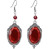Vintage Crystal Earrings for Women,Gothic Red Black Gemstone Dangle Earrings Goth Vampire Earrings Classic Victoria Halloween Jewelry