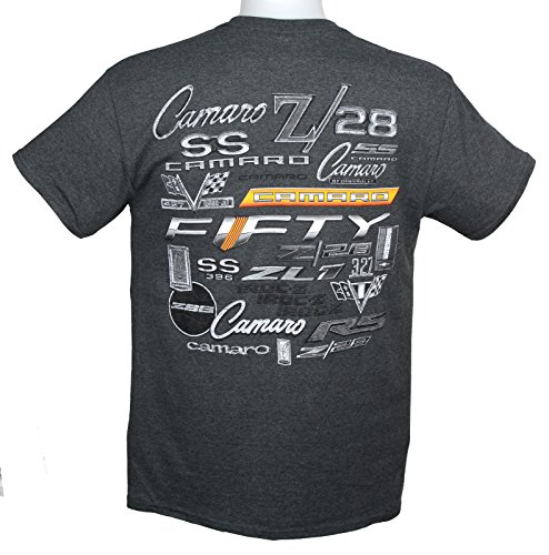 Chevy Camaro - Fifty years of Insignia / Emblems T-Shirt - Gray by Hot Rod Apparel