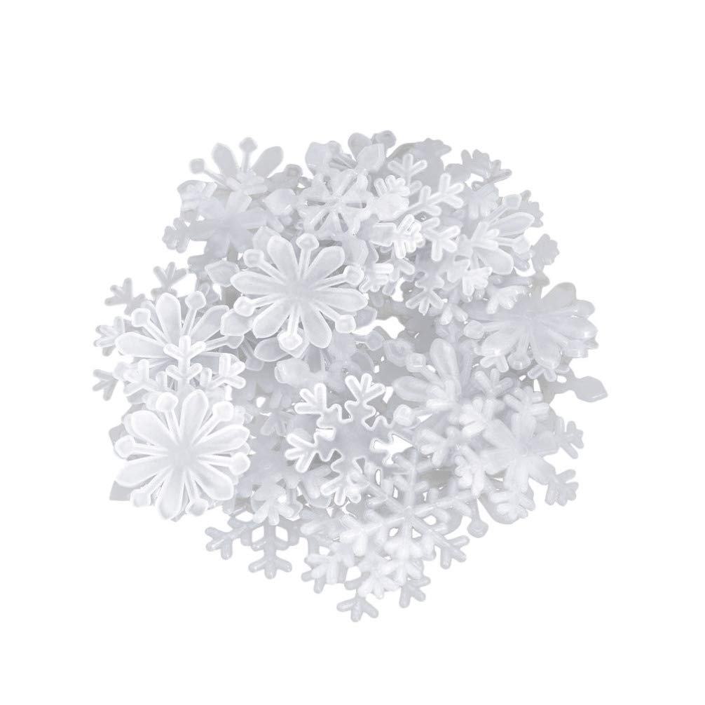 Amosfun 200pcs Glow in Dark Snowflake Stickers Christmas Wall Decals Window Clings Fluorescent Snowflake Wall Mural Decals for Christmas Party Decoration Living Room Bedroom Home Decor