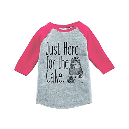 7 ate 9 Apparel Girl's Here For The Cake Wedding Pink Raglan 5T