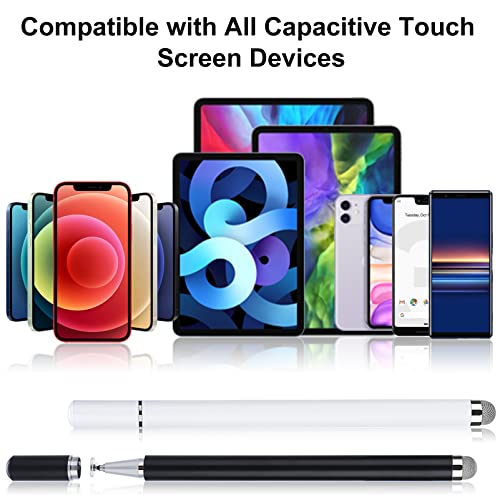CPKEON Stylus for iPad (2 Pcs), Magnetic Disc Capacitive Stylus Pens Touch Screens for Apple/iPhone/Ipad pro/Mini/Air/Android/Microsoft/Surface All Universal Touch Screens - Black/White