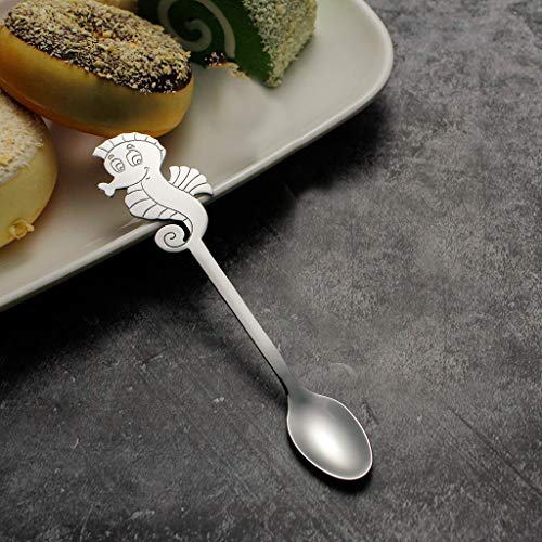 ☀ Dergo ☀ 5pc Set Seahorse Long Handle Spoon Flatware Coffee Drinking Tools Kitchen Gadget