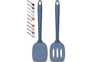 Coukre 2 Pack Silicone Spatula Set, High Heat Resistant, BPA Free Kitchen Spatula, Solid & Slotted Turner for Non-Stick Pans,