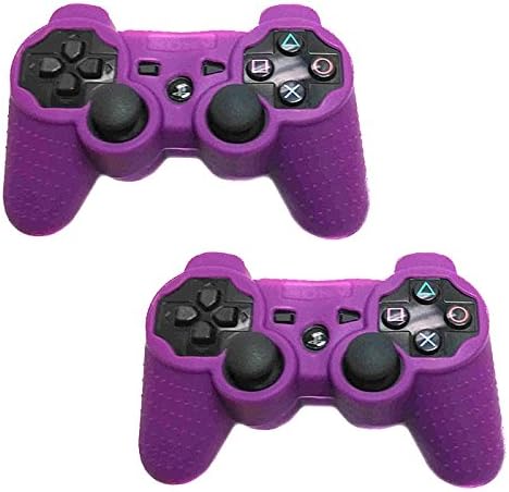 HDE Sony PS3 Controller Skin Silicone Grip Cover Case for Playstation 3 Dualshock Wireless Game Controllers 2 Pack (Purple)