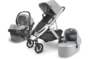UPPABABY Vista V2 Stroller -Stella (Grey Brushed mélange/Silver/Chestnut Leather) + MESA V2 Infant Car Seat - Stella (Grey)