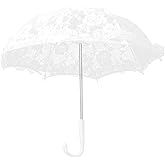 BOUUNCIY Mini White Lace Parasol Umbrella, 16.5x18 inches Vintage Bridal Lace Decorative Umbrella for Tea Party Small Photography Prop Craft umbrella for Kids Women Wedding Party Photo Props (Rose)