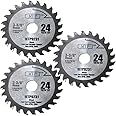 MTP Pack of 3 24 Carbide Tip 3-3/8-inch Mix Wood & Metal Circular Saw Blade for Rockwell Versacut Versa Cut, Makita Cordless 3-3/8", Craftsman Nextec, Arbor Size 15mm 19/32" 0.59"