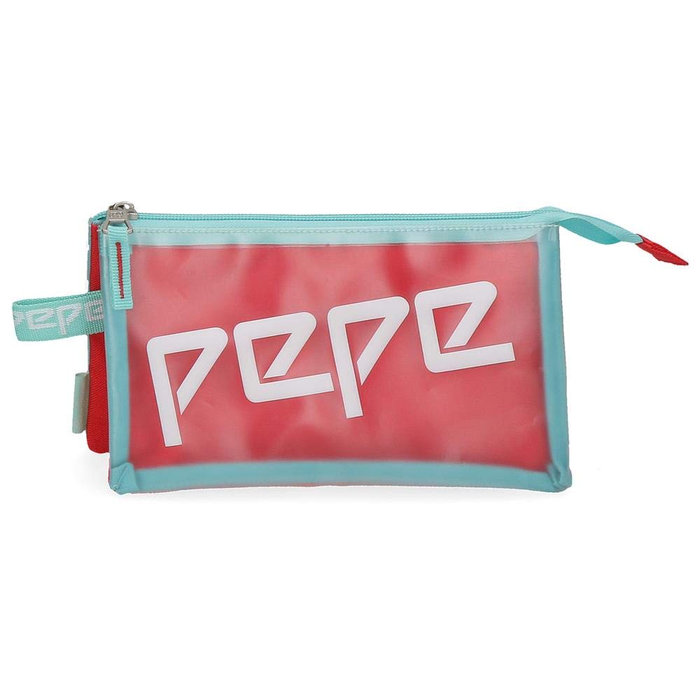 Pepe Jeans Cristal Triple Pencil Case Multicoloured 22x12x5 cm Polyester and PVC
