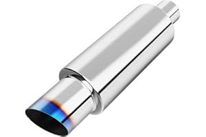 Livoccur Exhaust Muffler, Premium Stainless Steel Exhaust Tip, Universal 15" Length 2" Inlet 3" Outlet for Car Sedan SUV Truck Vehicles (Titanium Burnt Tip)