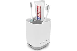 SCARTINK Toothbrush Holder for Bathroom,Plastic Detachable for Easy Cleaning Multi-Functional Storage,3 Slots Anti-Slip Electric Toothbrush and Toothpaste Organizer Caddy for Bathroom Vanity,Countertop (Grey)