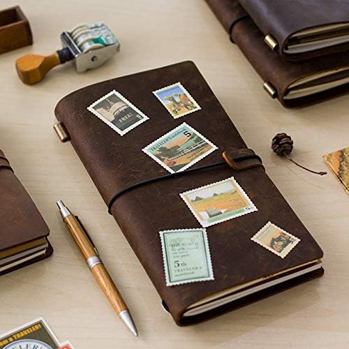 Best Quality - Notebooks - Hot Sale Cow Leather Cover Retro Traveler's Notebook Diary Journal Vintage Handmade Travel Note Book Pocket Planner - by HIGHUP - 1 PCs