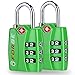 Forge TSA Luggage Combination Lock - Open Alert Indicator, Easy Read Dials, Alloy Body- Ideal for Travel, Lockers, Bags (Green 2Pk)