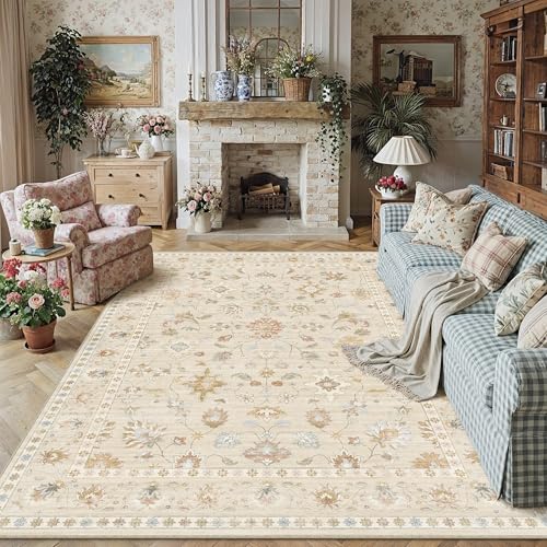 PureCozy Teppich Wohnzimmer 200x300cm Waschbarer Teppiche,Hellbeige
