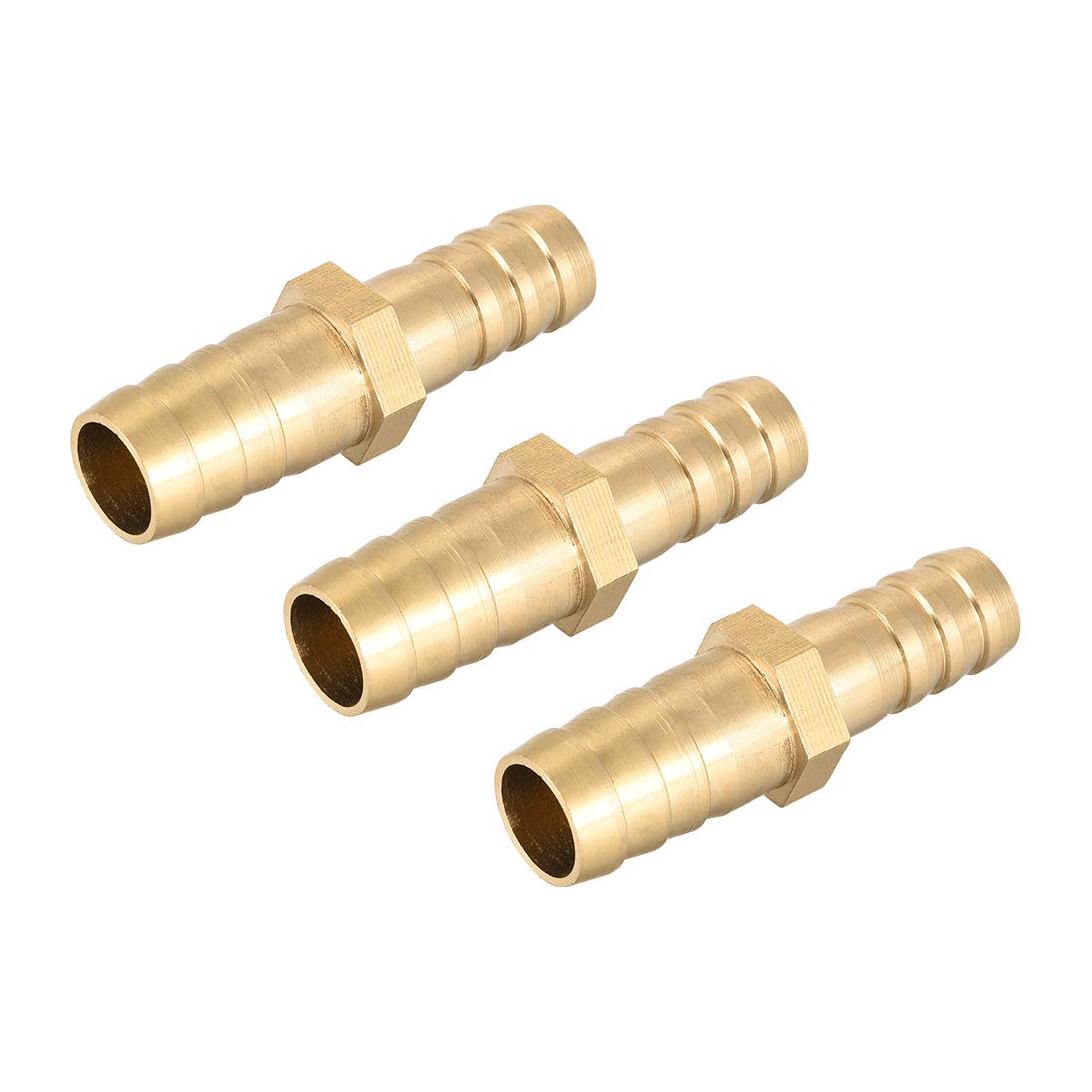 sourcing map Straight Brass Barb Fitting Reducer, Fit Hose ID 12mm to 10mm 3pcs