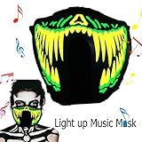 ShineWorld Led Light up El Music Rave Face Halloween Party Sound Active Glow Noen Custome DJ Funny Hiphop Mardi Gras Guy Fawks Masquerade Flash Men Mask for Dancing.Riding.Skating.Party&Festival