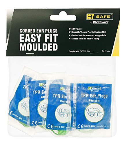 TPR EASY FIT CORDED EAR PLUGS PACK OF 5