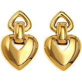Heart Dangle Stud Earrings for Women Minimalist Stainless Steel Stud Double Love Heart Statement Dangling Drop Charm Earrings Fashion Ear Jewelry