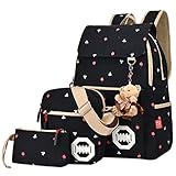 Coofit Vintage Canvas Backpack Shoulder Bag Messenger Bag Purse Large Set Black