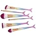 Coshine 6pcs/set 3D Rainbow Mermaid Nylon Hair Makeup Brush Set, for Foundation, Eyeshadow, Blush, Cream, Concealer, Loose Powder