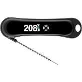 Meat Thermometer, IP67 Waterproof Digital Food Thermometer with Foldable Probe, &plusmn;0.5℉ Accurate Kitchen Gadgets for BBQ Grill Smoker Air Fryer Deep Fry