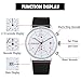 Men Quartz Watches Sports Chronograph Waterproof Genuine Leather Band Business Wristwatch … (white)