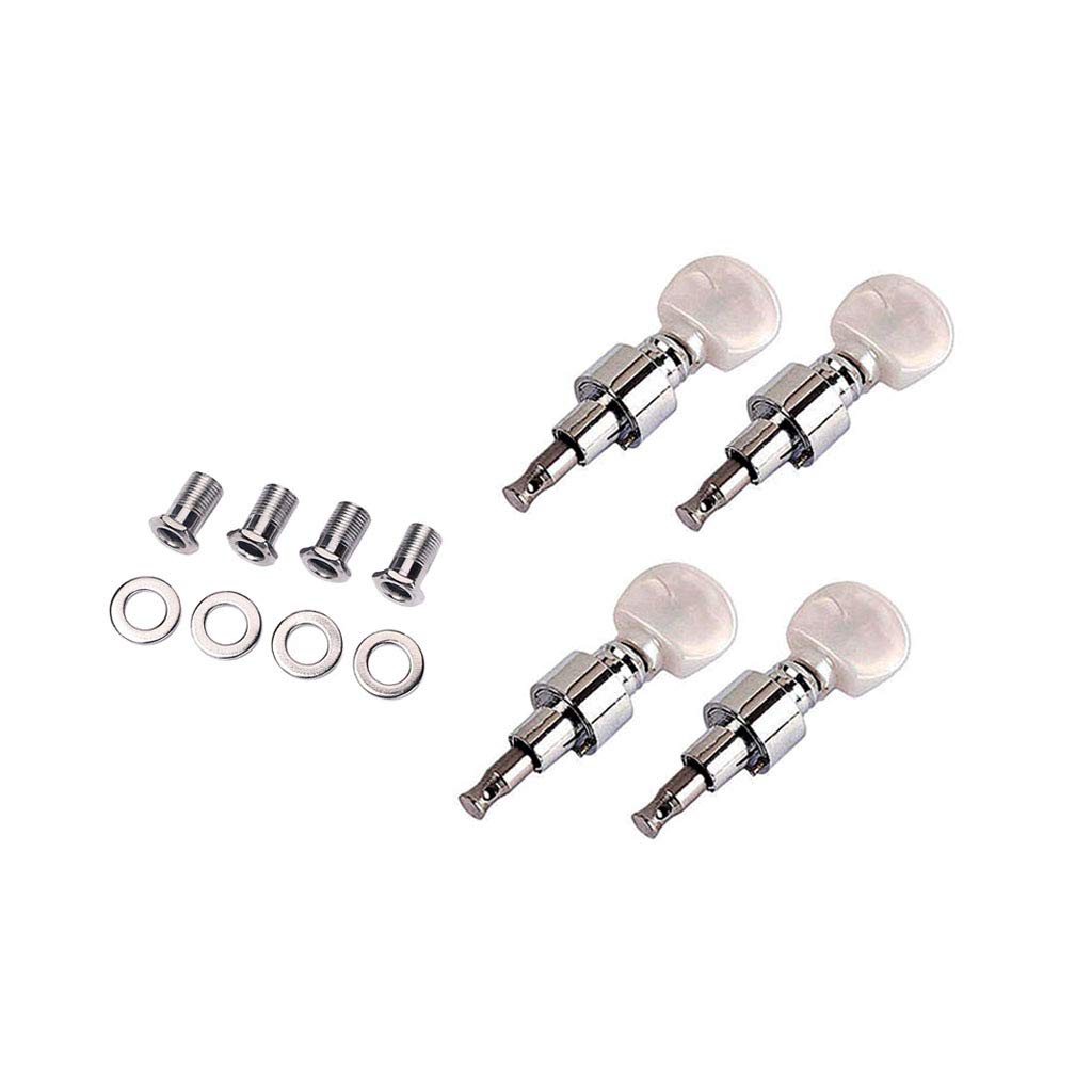Alnicov Geared Banjo Pegs Machine Heads with Pearled Pegs for 4 String Banjo Chrome