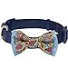 Blueberry Pet 4 Patterns Paisley Print Handmade Detachable Bow Tie Dog Collar in Navy Blue, Medium, Neck 14.5