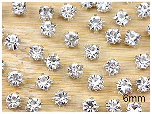 YYCRAFT 200 Pcs Crystal Ringed Sew on Rhinestone Czech Glass with Silver Plated Brass Base Prongs Cup 6mm