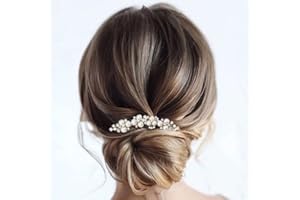 Brishow Wedding Hair Combs Gold Pearls Bridal Hair Accessories Crystal Brides Headpiece Hair Clip for Women and Girls 2 Pieces (Gold)