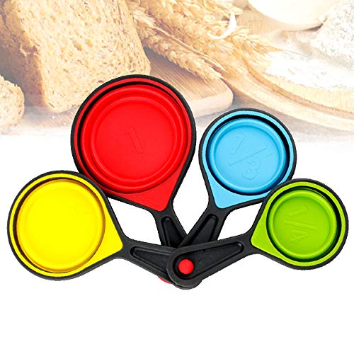 IPEC THERAPY Measuring Cups,Collapsible Measuring Cups, 4 piece Measuring Tool Engraved Metric/Markings for Liquid & Dry Measuring, Space Saving