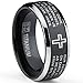 Two Tone Black Titanium Lords Prayer Ring Band Sizes 7 to 13