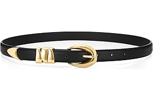 WHIPPY Women Skinny Leather Belt for Jeans Pants Dresses Ladies Fashion Waist Belt with Shiny Gold Buckle