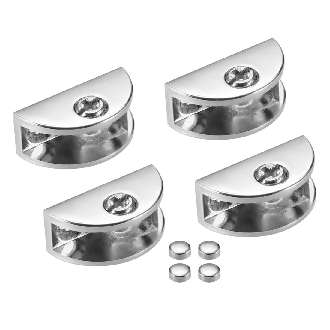 Sourcingmap Glass Shelf Brackets 33x14x16mm Zinc Alloy Clamp Holder Half Round for 5mm-8mm Thick 4pcs