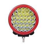 Primelux 7-inch 12600 Lumens Off Road LED Driving Light - 28x5W Cree Spot Beam For Jeep Wrangler JK TJ Cherokee XJ GMC Ford Raptor - PC Lens Cover - Waterproof IP67 (Red Ring - Pack of One)