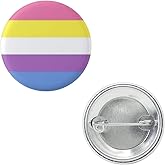 Yellow Bigender Pride Flag Pin 1.5” Round Circle Shape Metal Button Pin Badge Pinback 1.5 inch Pin 38 mm 3.8 cm
