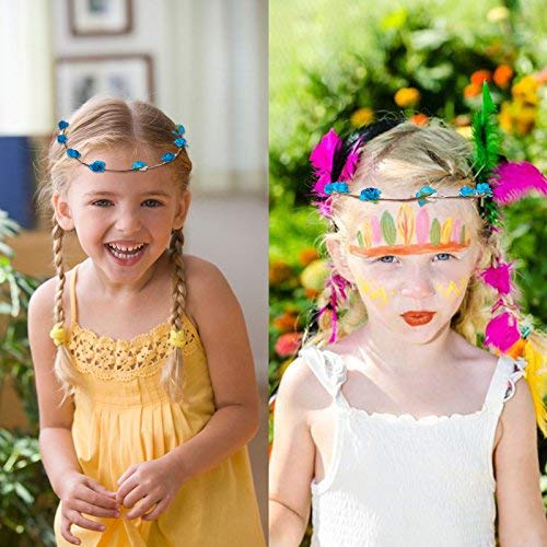 LED Flower Crown, Coxeer Led Flower Wreath Headband Luminous 10 Led Flower Headpiece Flower Headdress For Girls Women Wedding Festival Holiday Christmas Halloween Party (7PCS)