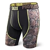 SAXX Men's Underwear-PRO ELITE 2.0 LONG LEG MF-BLACK/LIME CAMO-L